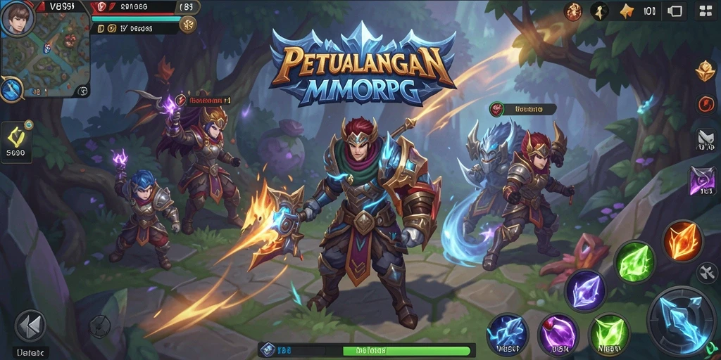 Screenshot V89 menampilkan aksi pertempuran seru dalam dunia MMORPG.